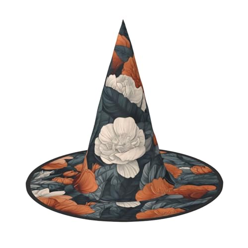 UFhgjjb Halloween-Hexenhut, rote Blumen und grüne Blätter, Volldruck, Hexen-Dekor, Party-Kostüm, Cosplay, Rollenspiel, Festival, Karneval, 2 Stück von UFhgjjb