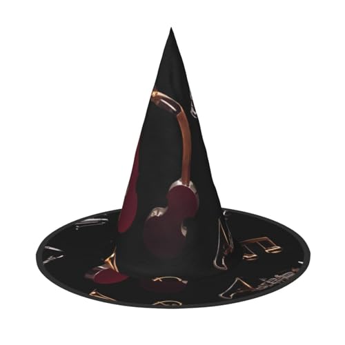 UFhgjjb Halloween-Hexenhut, verschiedene Musikinstrumente, Volldruck, Hexen-Dekor, Party-Kostüm, Cosplay, Rollenspiel, Festival, Karnevalshut, 2 Stück von UFhgjjb