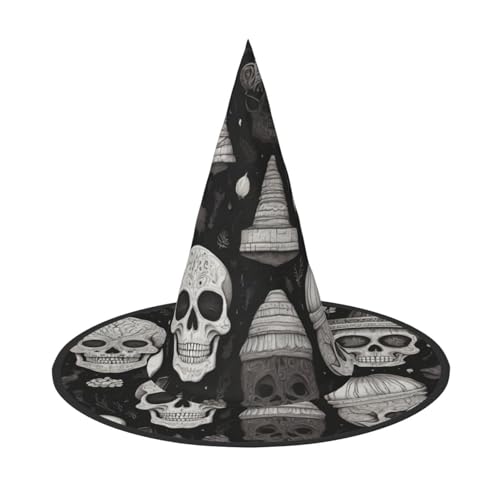 UFhgjjb Halloween-Hexenhut, verschiedene Totenköpfe, Volldruck, Hexen-Dekor, Party-Kostüm, Cosplay, Rollenspiel, Festival, Karneval, Hut, 3 Stück von UFhgjjb