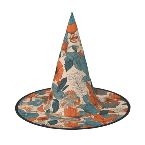 UFhgjjb Halloween-Hexenhut – Blumen und Pflanzen, Volldruck, Hexen-Dekor, Party-Kostüm, Cosplay, Rollenspiel, Festival, Karnevalshut, 2 Stück von UFhgjjb