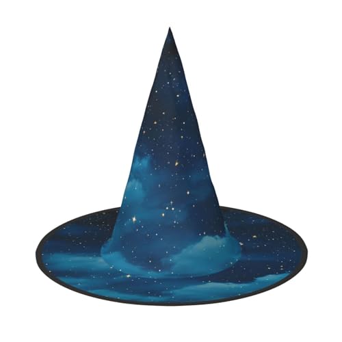 UFhgjjb Halloween-Hexenhut – Die Schönheit unter dem Nachthimmel, Volldruck, Hexen-Dekor, Party-Kostüm, Cosplay, Rollenspiel, Festival, Karnevalshut, 2 Stück von UFhgjjb