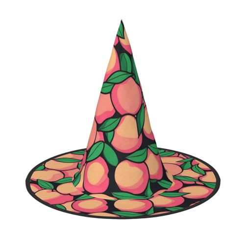 UFhgjjb Halloween-Hexenhut – Haufen Pfirsiche, Volldruck, Hexen-Dekor, Party-Kostüm, Cosplay, Rollenspiel, Festival, Karneval, Hut, 3 Stück von UFhgjjb