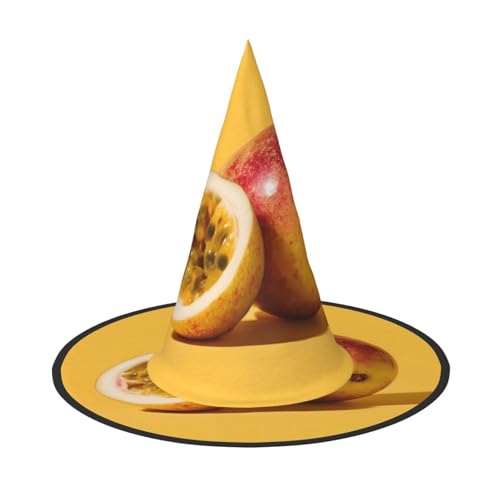 UFhgjjb Halloween-Hexenhut – Passionsfrucht Nahaufnahme, Volldruck, Hexen-Dekor, Party-Kostüm, Cosplay, Rollenspiel, Festival, Karneval, Hut, 3 Stück von UFhgjjb