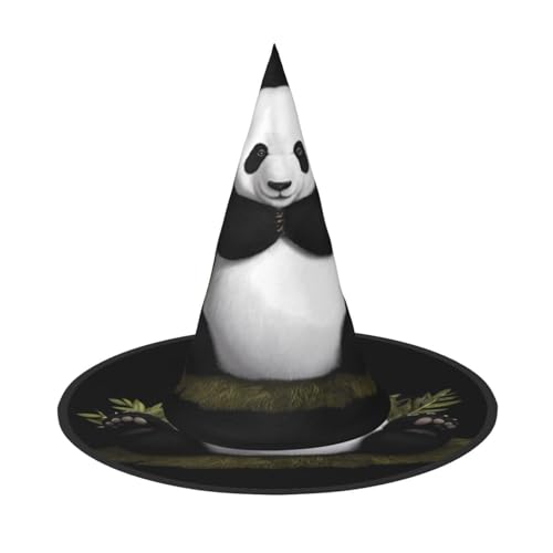 UFhgjjb Halloween-Hexenhut – Riesen-Panda auf dem Rasen, Volldruck, Hexen-Dekor, Party-Kostüm, Cosplay, Rollenspiel, Festival, Karnevalshut, 2 Stück von UFhgjjb