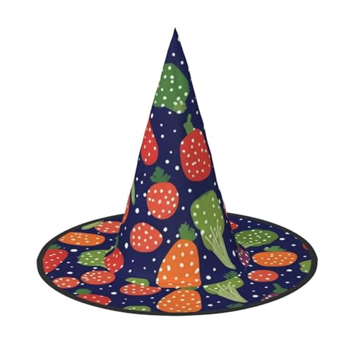 UFhgjjb Halloween-Hexenhut – gepunktetes Gemüse, Volldruck, Hexen-Dekor, Party-Kostüm, Cosplay, Rollenspiel, Festival, Karnevalshut, 3 Stück von UFhgjjb