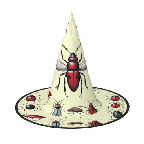 UFhgjjb Halloween-Hexenhut – seltsame Käfer, Volldruck, Hexen-Dekor, Party-Kostüm, Cosplay, Rollenspiel, Festival, Karnevalshut, 2 Stück von UFhgjjb