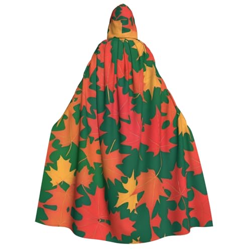 UFhgjjb Halloween Kapuzenumhang Kostüm Umhang – Erwachsene Ahornblatt Fliesen Druck Kostüm Robe für Maskerade, Karneval, Comic Ausstellung von UFhgjjb