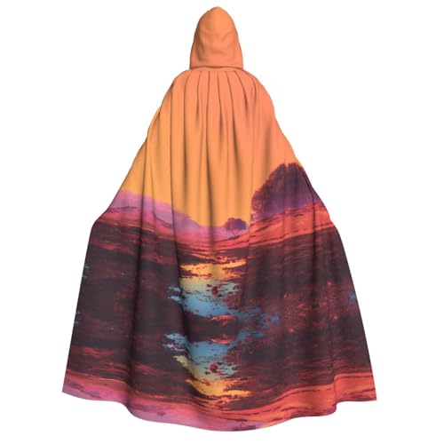 UFhgjjb Halloween Kapuzenumhang Kostüm Umhang - Erwachsene Berge unter Sonnenuntergang Druck Kostüm Robe für Maskerade, Karneval, Comic Ausstellung von UFhgjjb