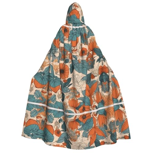 UFhgjjb Halloween Kapuzenumhang Kostüm Umhang - Erwachsene Blumen und Pflanzen Druck Kostüm Robe für Maskerade, Karneval, Comic Ausstellung von UFhgjjb
