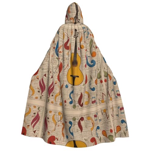 UFhgjjb Halloween Kapuzenumhang Kostüm Umhang - Erwachsene Cartoon Musik Symbole Druck Kostüm Robe für Maskerade Karneval Comic Ausstellung von UFhgjjb