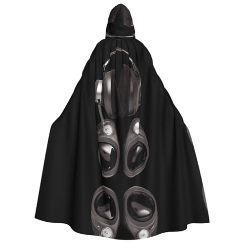 UFhgjjb Halloween Kapuzenumhang Kostüm Umhang – Erwachsene Coole Kopfhörer Druck Kostüm Robe für Maskerade Karneval Comic Ausstellung von UFhgjjb