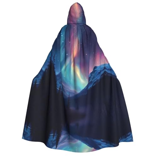 UFhgjjb Halloween Kapuzenumhang Kostüm Umhang - Erwachsene Die Schönheit der Aurora Print Kostüm Robe für Maskerade, Karneval, Comic Ausstellung von UFhgjjb