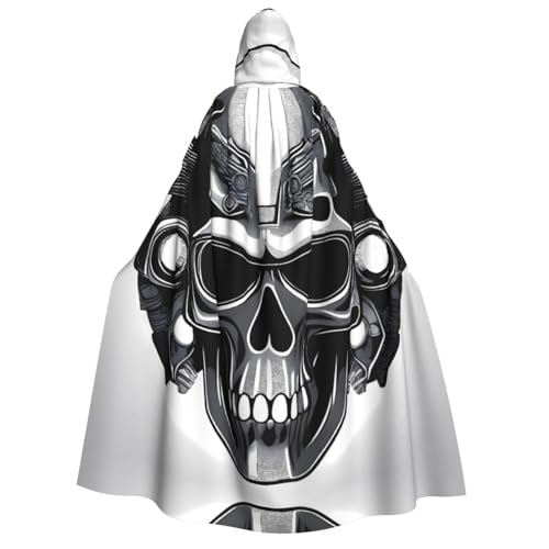 UFhgjjb Halloween Kapuzenumhang Kostüm Umhang - Erwachsene Edelstahl Totenkopf Druck Kostüm Robe für Maskerade, Karneval, Comic Ausstellung von UFhgjjb