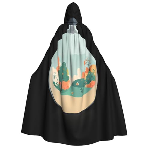 UFhgjjb Halloween Kapuzenumhang Kostüm Umhang - Erwachsene Glühbirne grüne Pflanzen Druck Kostüm Robe für Maskerade, Karneval, Comic Ausstellung von UFhgjjb