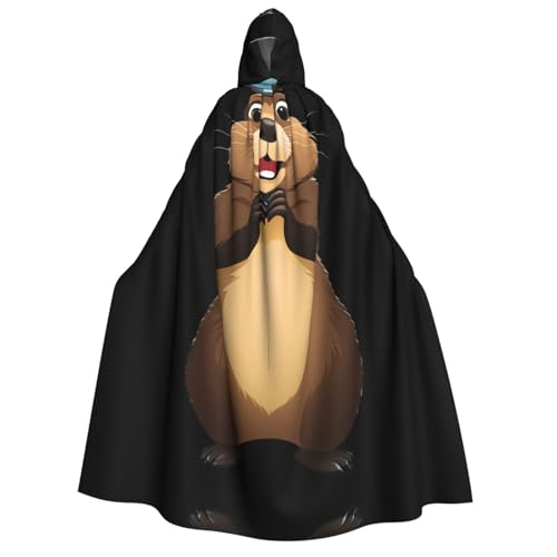 UFhgjjb Halloween Kapuzenumhang Kostüm Umhang - Erwachsene Murmeltier mit Hut Druck Kostüm Robe für Maskerade, Karneval, Comic Ausstellung von UFhgjjb