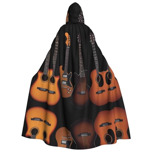 UFhgjjb Halloween Kapuzenumhang Kostüm Umhang – Erwachsene Musik Gitarre Druck Kostüm Robe für Maskerade, Karneval, Comic Ausstellung von UFhgjjb