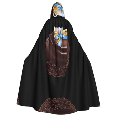 UFhgjjb Halloween Kapuzenumhang Kostüm Umhang – Erwachsene Schokolade Schleife Druck Kostüm Robe für Maskerade, Karneval, Comic Ausstellung von UFhgjjb