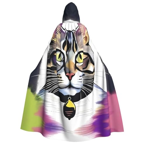 UFhgjjb Halloween Kapuzenumhang Kostüm Umhang - Erwachsene Serious Cat Print Kostüm Robe für Maskerade, Karneval, Comic Ausstellung von UFhgjjb