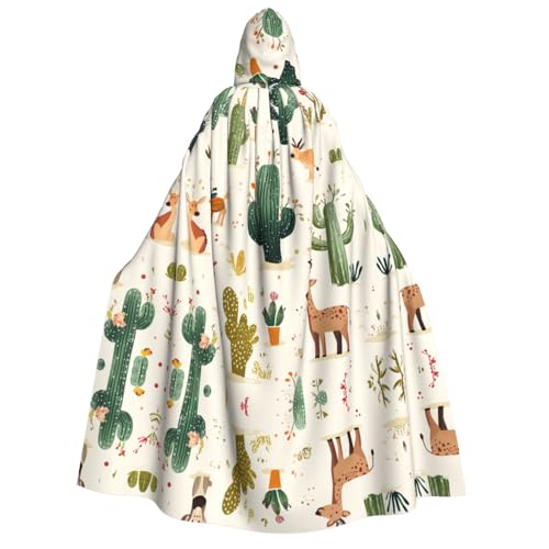 UFhgjjb Halloween Kapuzenumhang Kostüm Umhang - Erwachsene Wüstenpflanzen Druck Kostüm Robe für Maskerade, Karneval, Comic Ausstellung von UFhgjjb