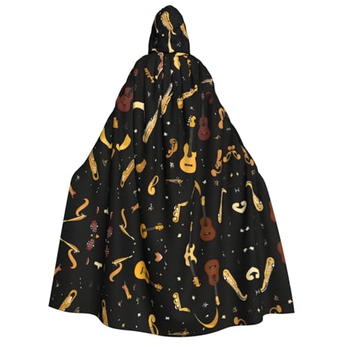 UFhgjjb Halloween Kapuzenumhang Kostüm Umhang - Erwachsene fliegende Musikinstrumente Druck Kostüm Robe für Maskerade, Karneval, Comic Ausstellung von UFhgjjb