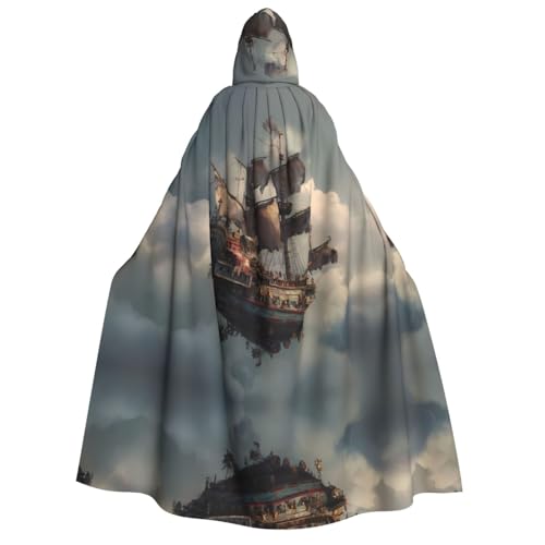 UFhgjjb Halloween Kapuzenumhang Kostüm Umhang – Erwachsene schwimmendes Boot Druck Kostüm Robe für Maskerade, Karneval, Comic Ausstellung von UFhgjjb