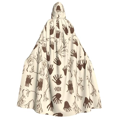 UFhgjjb Halloween Kapuzenumhang Kostüm Umhang - Erwachsene überlappende Fußabdrücke Druck Kostüm Robe für Maskerade, Karneval, Comic Ausstellung von UFhgjjb