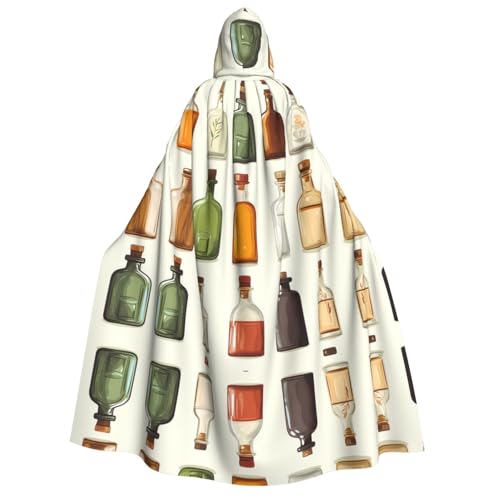 UFhgjjb Halloween Kapuzenumhang Kostüm Umhang – Erwachsenen-Display von Flaschen und Gläsern Druck Kostüm Robe für Maskerade, Karneval, Comic-Ausstellung von UFhgjjb