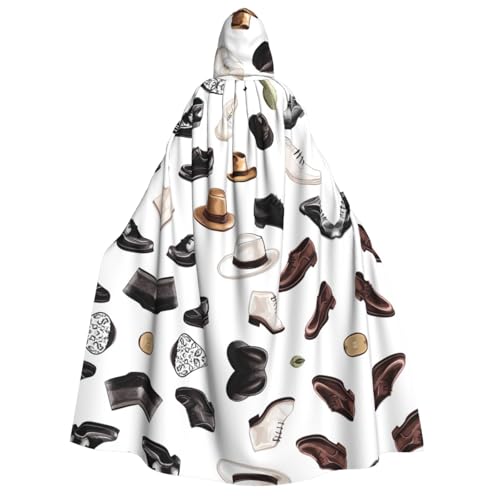 UFhgjjb Halloween Kapuzenumhang Kostüm Umhang – Erwachsenen-Display von Schuhen und Hüten Druck Kostüm Robe für Maskerade, Karneval, Comic-Ausstellung von UFhgjjb