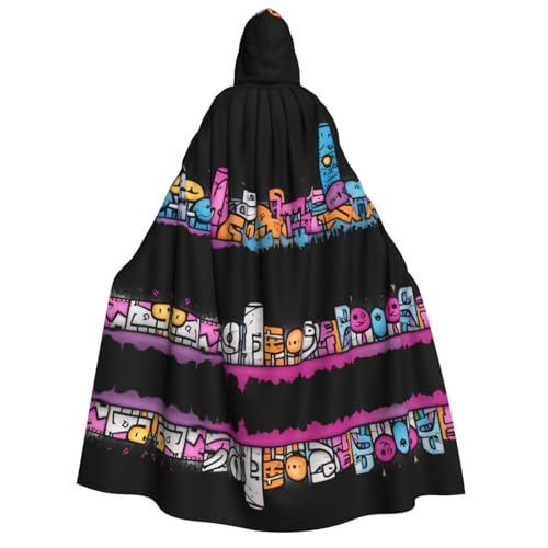 UFhgjjb Halloween Kapuzenumhang Kostüm Umhang – Erwachsenen-Graffiti-Wanddruck, Kostüm, Robe für Maskerade, Karneval, Comic-Ausstellung von UFhgjjb