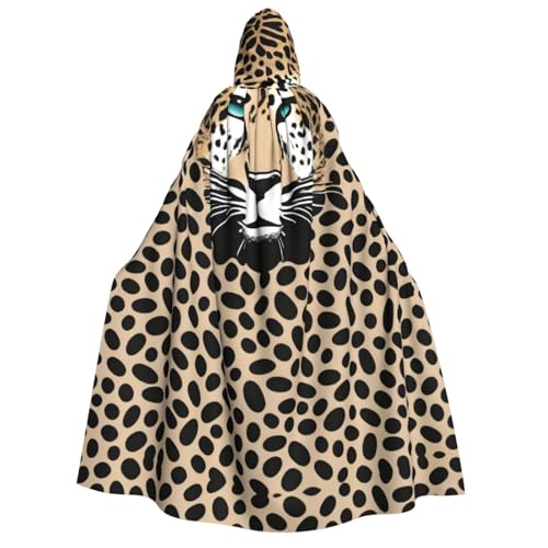 UFhgjjb Halloween Kapuzenumhang Kostüm Umhang - Erwachsenenkostüm Geparden-Druck Kostüm Robe für Maskerade, Karneval, Comic-Ausstellung von UFhgjjb