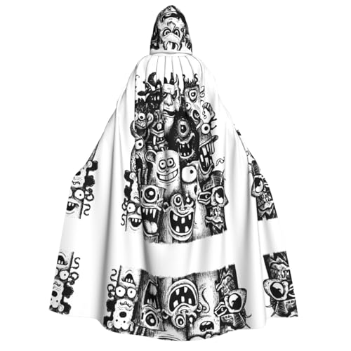 UFhgjjb Halloween Kapuzenumhang Kostüm Umhang - Erwachsenenkostüm Monster Graffiti Druck Kostüm Robe für Maskerade, Karneval, Comic Ausstellung von UFhgjjb