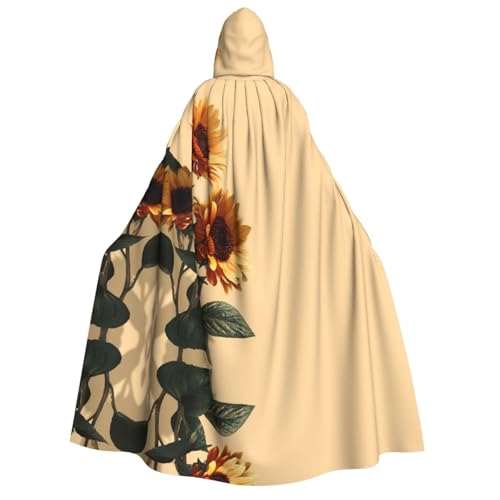 UFhgjjb Halloween Kapuzenumhang Kostüm Umhang – Erwachsenenkostüm mit Sonnenblumen-Druck, für Maskerade, Karneval, Comic-Ausstellung von UFhgjjb