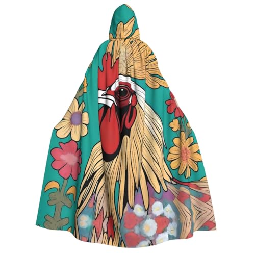 UFhgjjb Halloween Kapuzenumhang Kostüm Umhang - Erwachsener Blumiger Hahndruck Kostüm Robe für Maskerade, Karneval, Comic Ausstellung von UFhgjjb