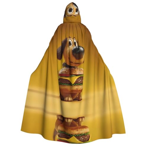 UFhgjjb Halloween Kapuzenumhang Kostüm Umhang - Erwachsener Hamburger Hund Print Kostüm Robe für Maskerade, Karneval, Comic Ausstellung von UFhgjjb