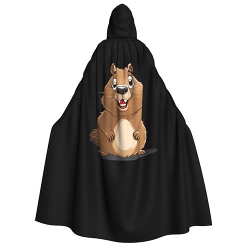 UFhgjjb Halloween Kapuzenumhang Kostüm Umhang – Erwachsener Little Groundhog Print Kostüm Robe für Maskerade, Karneval, Comic Ausstellung von UFhgjjb