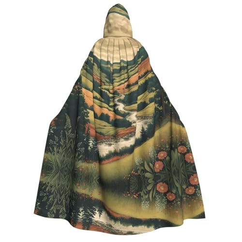 UFhgjjb Halloween Kapuzenumhang Kostüm Umhang - Erwachsener Wald Berg Fluss Print Kostüm Robe für Maskerade, Karneval, Comic Ausstellung von UFhgjjb