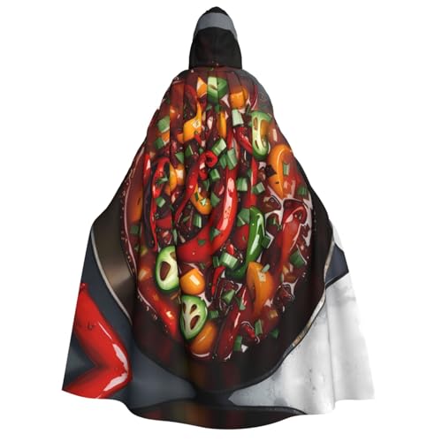 UFhgjjb Halloween-Kostüm mit Kapuze, Umhang – Erwachsenenkostüm mit Chili-Druck, für Maskerade, Karneval, Comic-Ausstellung UFhgjjb Halloween-Kostüm mit Kapuze, Umhang – Erwachsenenkostüm mit Chili-Druck, für Maskerade, Karneval, Comic-Ausstellung von UFhgjjb