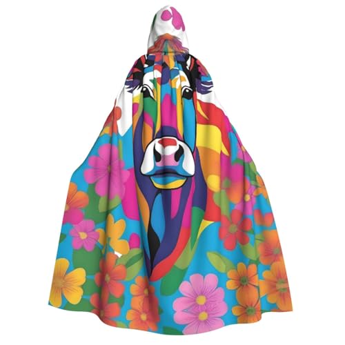 UFhgjjb Halloween-Kostüm mit Kapuze, Umhang – Erwachsenenkostüm mit buntem Blumenrinder-Druck, für Maskerade, Karneval, Comic-Ausstellung UFhgjjb Halloween-Kostüm mit Kapuze, Umhang – Erwachsenenkostüm mit buntem Blumenrinder-Druck, für Maskerade, Karneval, Comic-Ausstellung von UFhgjjb