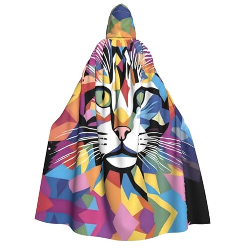 UFhgjjb Halloween-Kostüm mit Kapuze, Umhang – Erwachsenenkostüm mit buntem Katzendruck, für Maskerade, Karneval, Comic-Ausstellung UFhgjjb Halloween-Kostüm mit Kapuze, Umhang – Erwachsenenkostüm mit buntem Katzendruck, für Maskerade, Karneval, Comic-Ausstellung von UFhgjjb