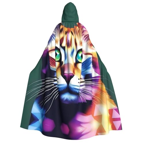 UFhgjjb Halloween-Kostüm mit Kapuze, Umhang – Erwachsenenkostüm mit farbigem Katzenkopf-Druck, für Maskerade, Karneval, Comic-Ausstellung UFhgjjb Halloween-Kostüm mit Kapuze, Umhang – Erwachsenenkostüm mit farbigem Katzenkopf-Druck, für Maskerade, Karneval, Comic-Ausstellung von UFhgjjb