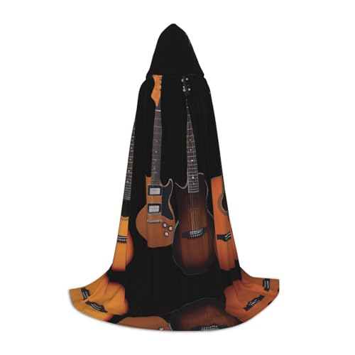 UFhgjjb M Halloween Kapuzenumhang - Unisex Musik Gitarre Druck Cosplay Robe für Partys, Karneval, Comic Ausstellungen und mehr von UFhgjjb