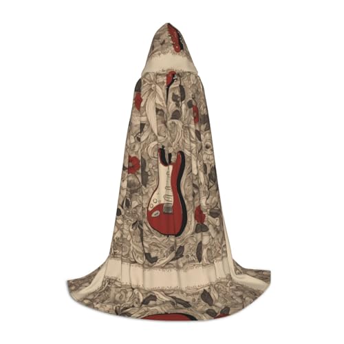 UFhgjjb S Halloween Kapuzenumhang - Unisex Gitarre Blüten Druck Cosplay Robe für Partys, Karneval, Comic Ausstellungen und mehr von UFhgjjb
