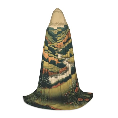 UFhgjjb S Halloween Kapuzenumhang - Unisex Wald Berg Fluss Print Cosplay Robe für Partys, Karneval, Comic Ausstellungen und mehr von UFhgjjb