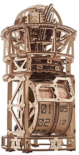 UGEARS Sky Watcher Schreibtischuhr – Vatertagsgeschenk, astronomische Tischuhr, Holzmodellbausätze für Erwachsene zum Bauen – Holzuhrenbausätze, 3D-Puzzles – Bausatz für mechanische – 3D-Holzpuzzles von UGEARS