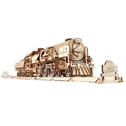 UGEARS V-Express-Dampfzug mit Tender – Vatertagsgeschenk, Puzzles für Erwachsene, 3D-Holzpuzzle-Modellbausätze für Erwachsene und Jugendliche, 3D-Puzzle-Bausatz, Holzmodellbausätze UGEARS V-Express-Dampfzug mit Tender – Vatertagsgeschenk, Puzzles für Erwachsene, 3D-Holzpuzzle-Modellbausätze für Erwachsene und Jugendliche, 3D-Puzzle-Bausatz, Holzmodellbausätze von UGEARS