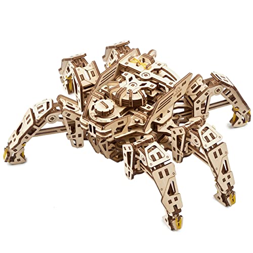 UGEARS Hexapod Explorer 3D-Puzzle – Vatertagsgeschenk - Modellbausätze für Erwachsene mit leistungsstarkem Federmotor – 3D-Holzpuzzles 3D-Puzzles, Holzroboter läuft bis 3 m von UGEARS