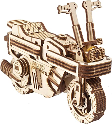 UGEARS 3D Puzzle Klappbarer Motorroller - Moto Compact Folding Scooter - Mechanisches Motorrad - Modell 3D Holzpuzzle Erwachsene - Modellbausatz Erwachsene - Modellbau Motorrad (Fährt 2 Meter weit) von UGEARS