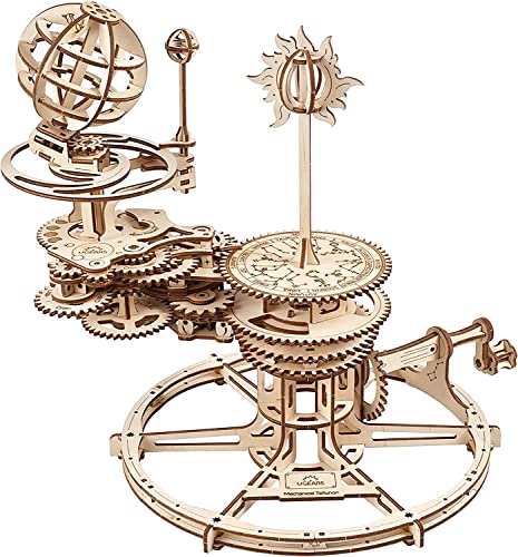 UGEARS Mechanisches Tellurion 3D-Puzzle – Vatertagsgeschenk, ERD- und Mond-Puzzle, 3D-Holzpuzzle für Erwachsene – Modellbausätze für Erwachsene zum Bauen – pädagogischer Sonnensystem DIY-Planetarium von UGEARS