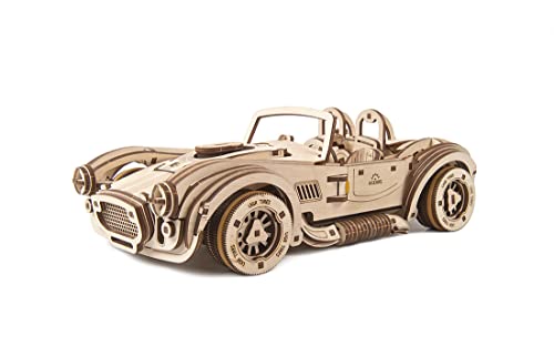 UGEARS Drift Cobra Rennwagen 3D-Puzzle – Vatertagsgeschenk, Vintage-3D-Puzzles, Modellauto-Bausatz mit leistungsstarkem Federmotor – Auto-Modellbausätze für Erwachsene zum Bauen – mechanische 3D von UGEARS