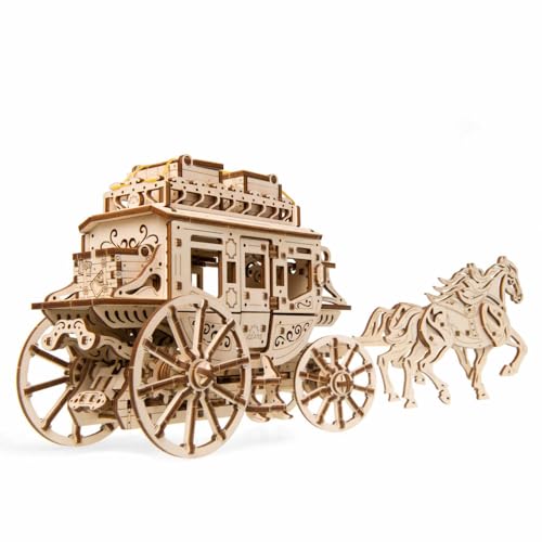 UGEARS Historische Postkutsche DIY Holz Modellbausatz - Einfache und Umfangreiche Mechanik – Schöne und Original Geschnitzte Post Pferdekutsche – 3D Holz-Puzzle Modellbau Set mit 248 Teilen UGEARS Historische Postkutsche DIY Holz Modellbausatz - Einfache und Umfangreiche Mechanik – Schöne und Original Geschnitzte Post Pferdekutsche – 3D Holz-Puzzle Modellbau Set mit 248 Teilen von UGEARS